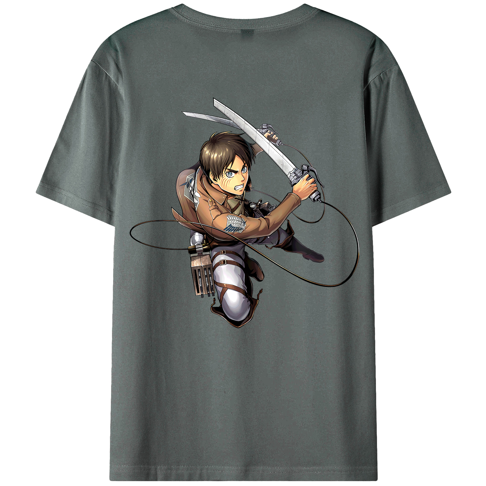 （画像用） 進撃の巨人 エレン･イェーガー Attack on Titan Eren Jäger 綿100％ メンズ半袖Tシャツ（バックプリント） 通気性